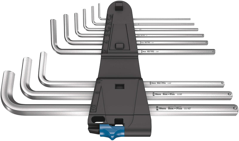 WERA 05022130001 950/9 L Hex-Plus HF 1 L-Key Set, Metric, Chrome-Plated, with Holding Function, 9 Pieces Classic