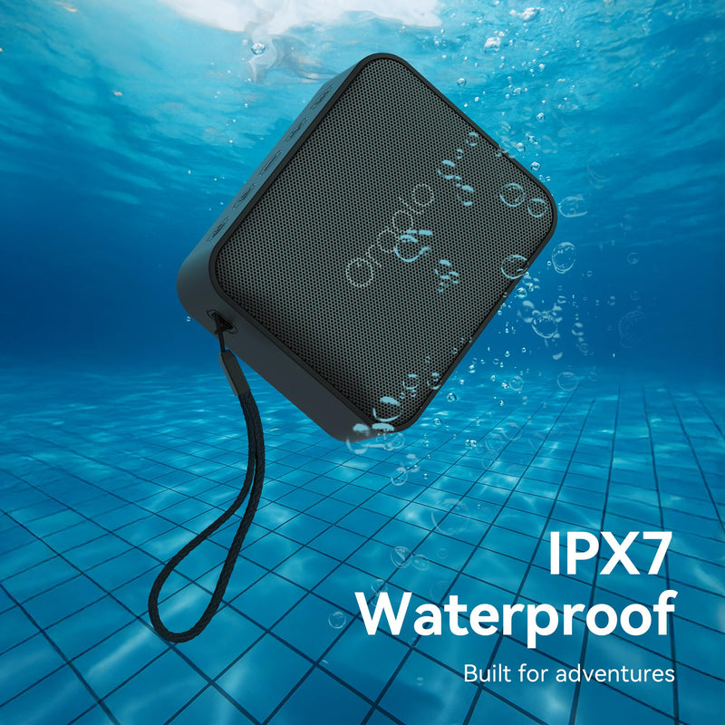 Oraolo Bluetooth Speaker, IPX7 Waterproof Portable with Stereo Sound, Bluetooth 5.4, TWS Pairing, Support AUX/TF Card, Small Wireless Speaker for Home, Shower, Outdoors, Travel, Black