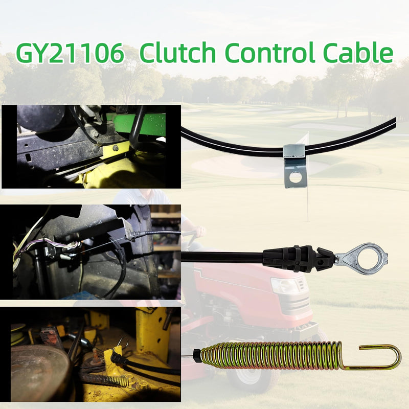 GY21106 GY20156 Clutch Control Cable for John Deere Mower - PTO Engagement Cable Fit for John Deere L100 L110 L118 L111 LA105 LA120 LA125 & X300 Series Riding Lawn Mower Tractor with 42" Deck