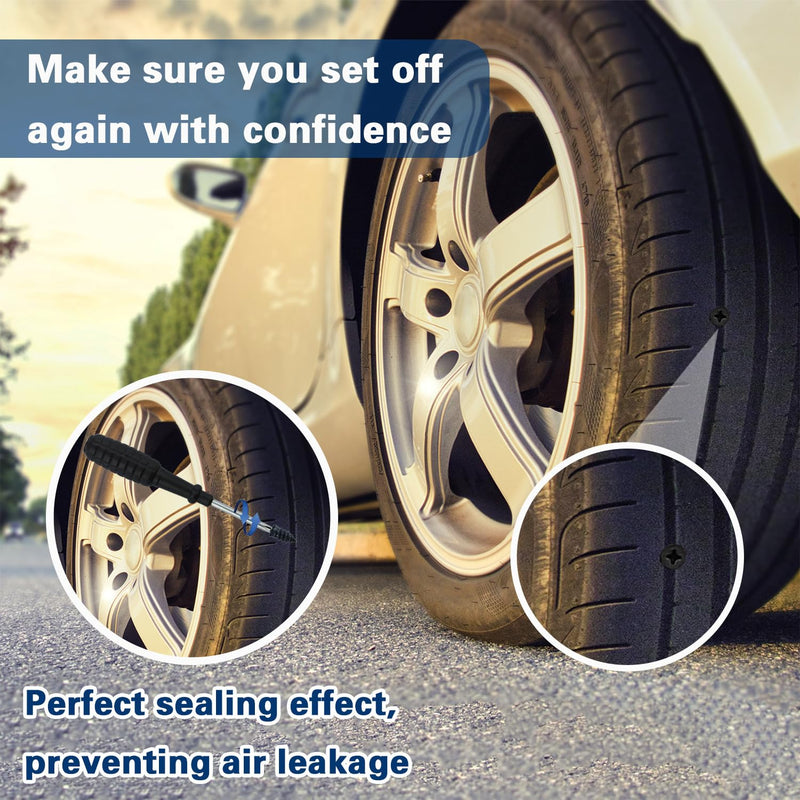 70 Pcs Tire Repair Rubber Nail, Tire Repair Nail Tire Repair Rubber Screws Fast Tool Self-Service Tire Repair Nail Vacuum Suitable for Car Motorcycle Jeep Tire Puncture Repair