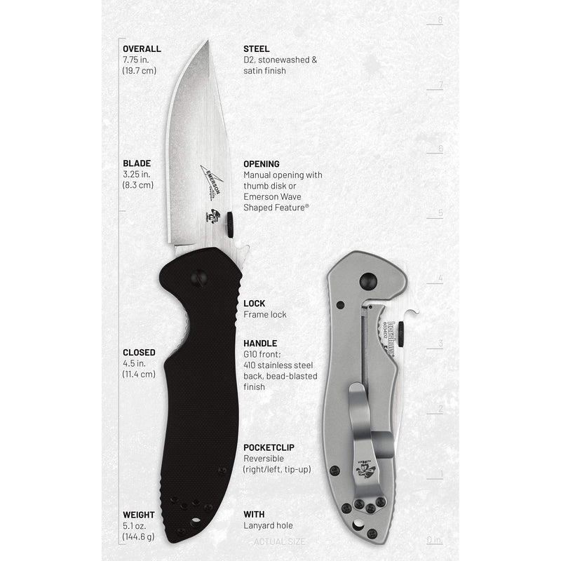 Kershaw Emerson CQC-K Pocket Knives, Manual Opening Folding Knife with Wave Shaped Feature, Multiple Styles 6034d2