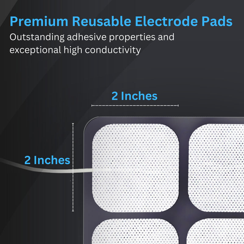 Santamedical TENS Unit Replacement Pads 2x2 40 Pcs Premium Reusable Electrode Pads - Self Adhesive Electro Therapy Patches for Electrical Stimulation - Non Irritating Stim Pads Design