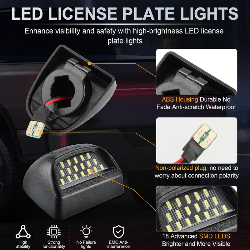 LivTee LED License Plate Light Assembly, Tag Light Fits Chevy Silverado 1500 2500 3500 1999-2013, Tahoe, Suburban, Fits GMC Sierra, Yukon XL, Fits Cadillac Escalade, Car Accessories,Xenon White(6000K)
