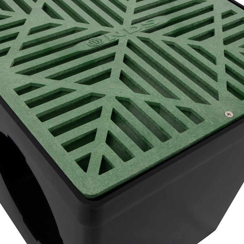 NDS 1212 Square Catch Basin Drain Grate, Diamond Design, Fits 12-Inch Catch Basin Drain, Risers and Low Profile Adapter, 12-Inch, Plastic, Green