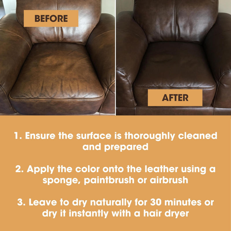 Furniture Clinic Leather Repair Paint | 2-in-1 Seal and Color | Use on Scratches, Tears, and Holes in Car Seats, Furniture | Quick and Easy Leather Repair Kit for Furniture (Ivory, 500ml / 17oz) Ivory