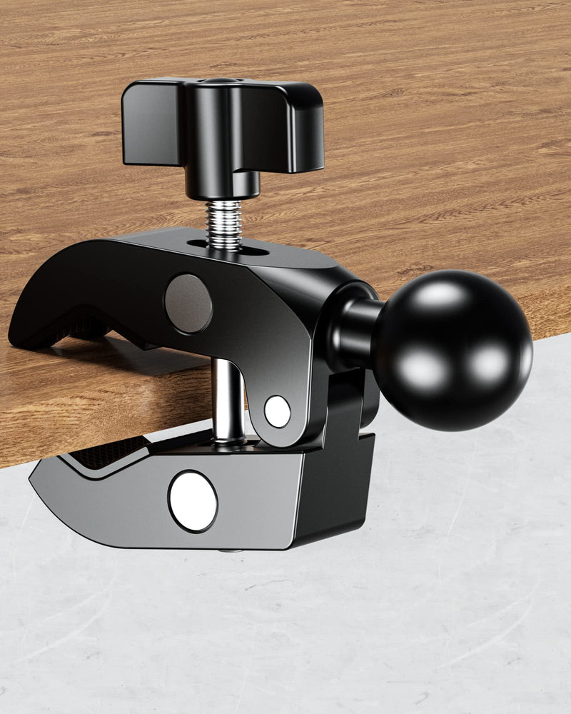 BRCOVAN Aluminum Alloy Handlebar Clamp Mount Base with 1'' TPU Ball for Rails 0.5'' to 1.75'' in Diameter, Compatible with RAM Mounts B Size Double Socket Arm & Bike Motorcycle Phone Mount Holder