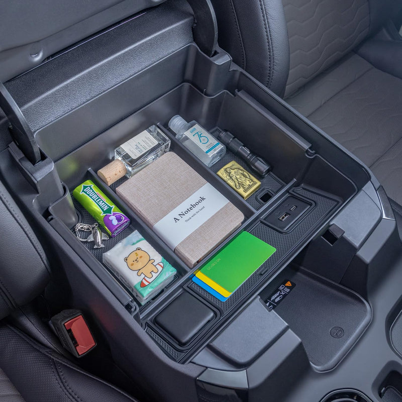 PIMCAR Full Center Console Organizer for 23-25 Chevy Silverado/GMC Sierra 1500, 22-25 Silverado/Sierra 1500 Refreshed Models, 24-25 Silverado/Sierra 2500HD 3500HD (Full Console w/Bucket Seats ONLY) 22-25 1500 Refreshed & 24-25 2500HD/3500HD Black