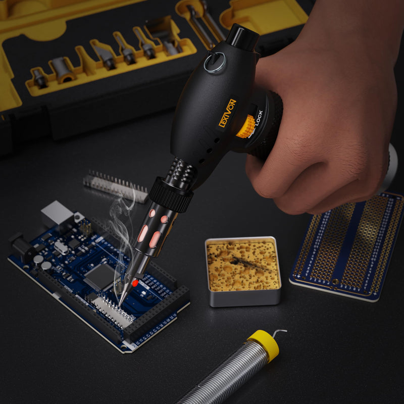 LEXIVON Butane Torch Multi-Function Kit | Premium Self-Igniting Soldering Station with Adjustable Flame | Pro Grade 125-Watt Equivalent (LX-771)