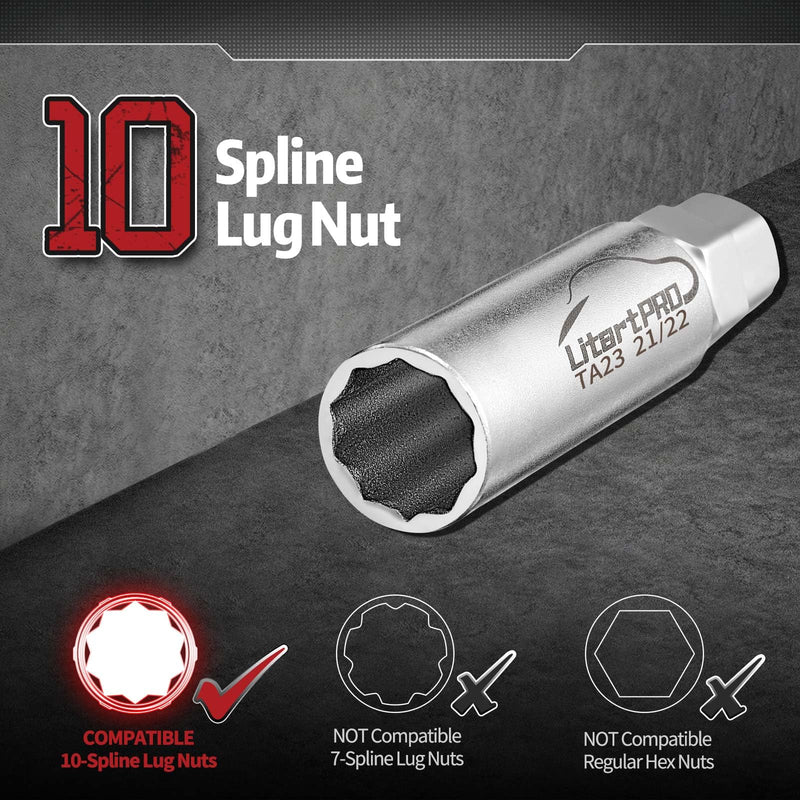 42CRMO 10 Spline Lug Nut Key Replacement for TA20-17/19, TA20-19/21 and TA23-21/22, Compatible with Bimecc 10-Spline Lug Nut and Lug Bolts,Thickened Sleeve Outer Wall Size 3PC 3