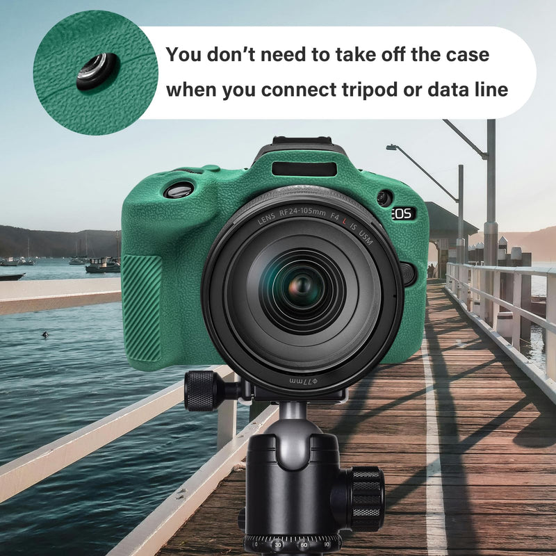EOS R100 Camera Case Accessories Kit - Silicone Protective Case for Canon eos R100[Green] & LCD Screen Protector for Canon R100[2 Packs] & Camera Hot Shoe Cover for R100 GREEN