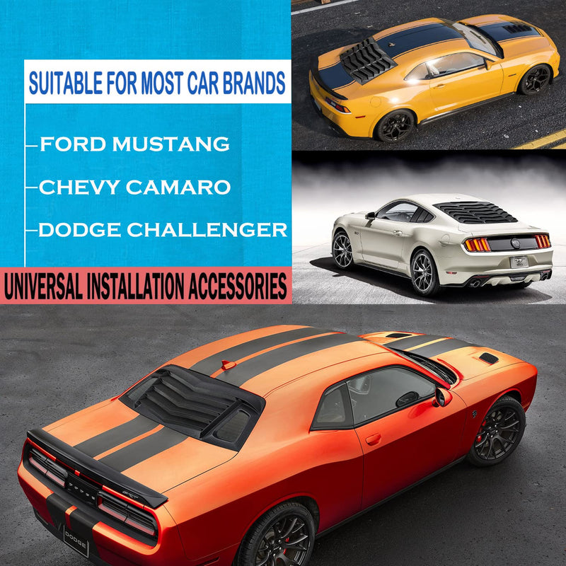 E-cowlboy Rear Window Louvers Hardware Kits Installation Accessories with Double Sided Mounting Tape 3M for Ford Mustang Dodge Challenger Camaro（12pcs）