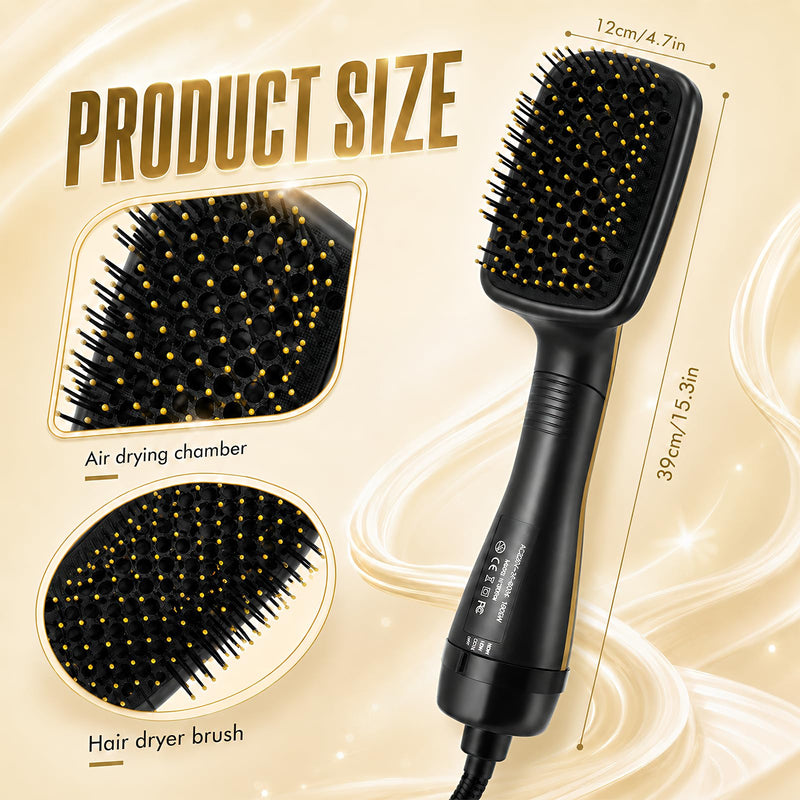 3 in 1 Hair Dryer Brush,Hot Air Styling Brush with Negative Ion,Hairdryer Straightener Comb for Frizz-Free Salon with 3 Heat/2 Speed Settings,One Step Hair Dryer and Styler for All Hair Types