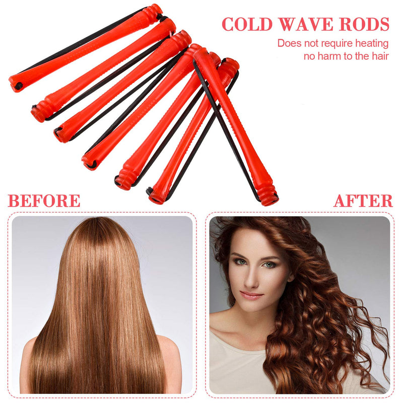  [AUSTRALIA] - WILLBOND 60 Pcs Perm Rods for Short Hair Perming Kit Red Plastic Cold Wave Perming Rods with Steel Pintail Comb Rat Tail Comb 0.2 Inch Hair Curling Rollers for Hairdressing Styling Supplies