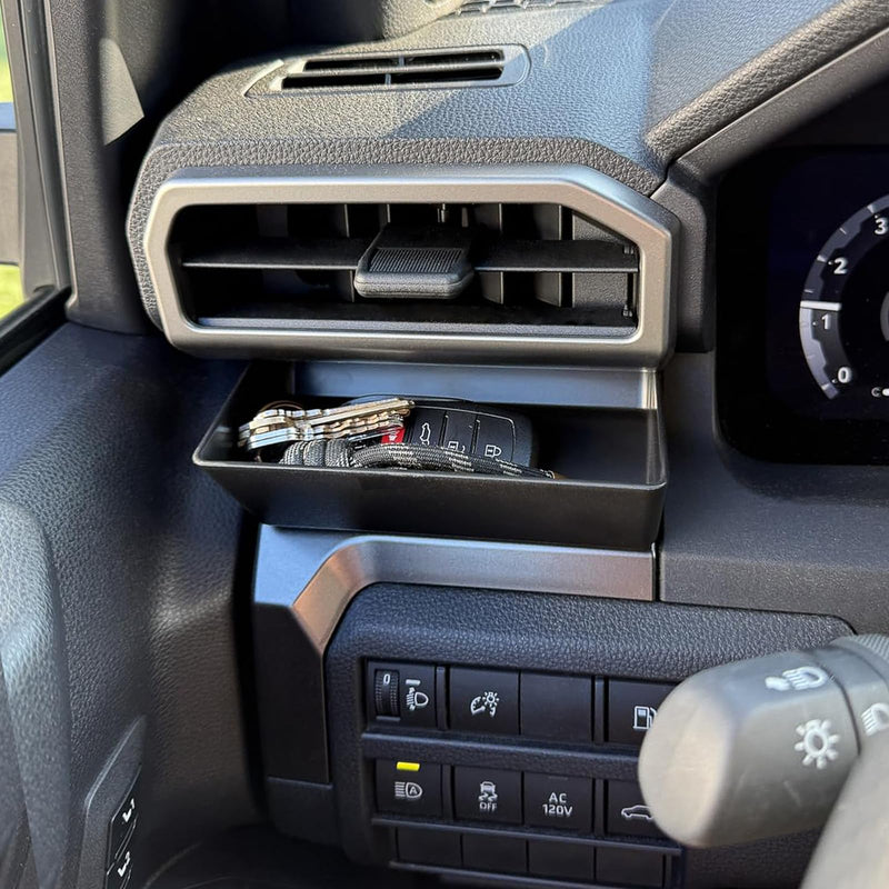 JKCOVER Driver's Air Vent Storage Tray Compatible with 2024 2025 Toyota Tacoma and 2025 Toyota 4Runner Accessories Driver's Side Extra Storage Organizer for Key Coin Card (Upgrade, No Need for Tape)