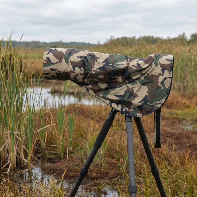 Rolanpro Waterproof Camera Lens Rain Cover Raincoat for Canon RF 200-800mm F6.3-9 is USM Super-telephoto Zoom Lens # Green Camo #Army Green Waterproof M for Canon RF200-800