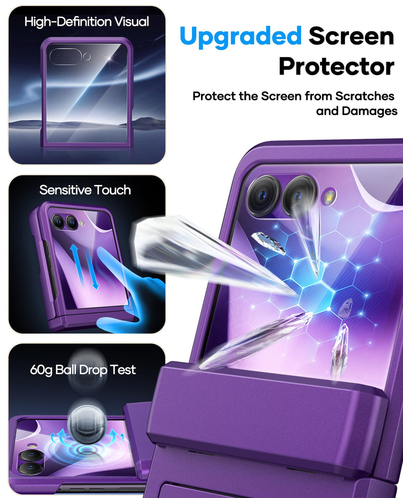 ASAFCASE for Motorola Razr Ultra 2026/2025 Phone Case with Wallet, Purple | Card Holder, Rugged Hinge Protection, Outer HD Screen Protector, Military Drop, Durable Phone Case for Razr Ultra 2026/2025 Dark Purple