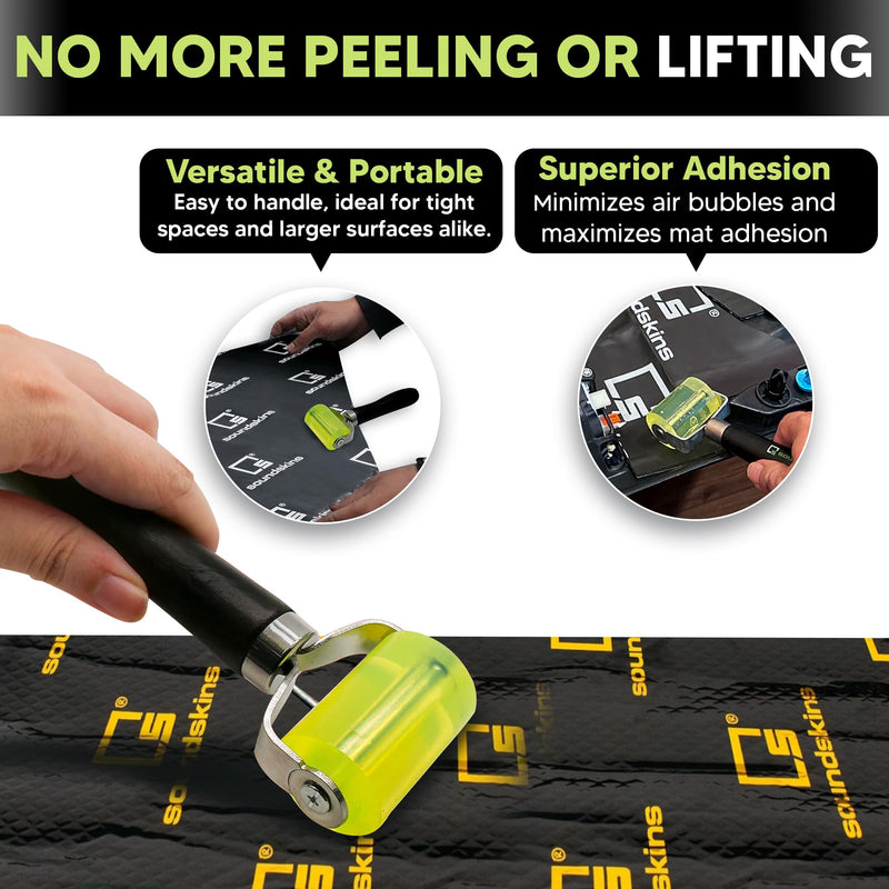 SSK-Roller Sound Dampening Installation Tool - Polyurethan Rubber Roller with Wooden Handle - Eliminates Air Bubbles