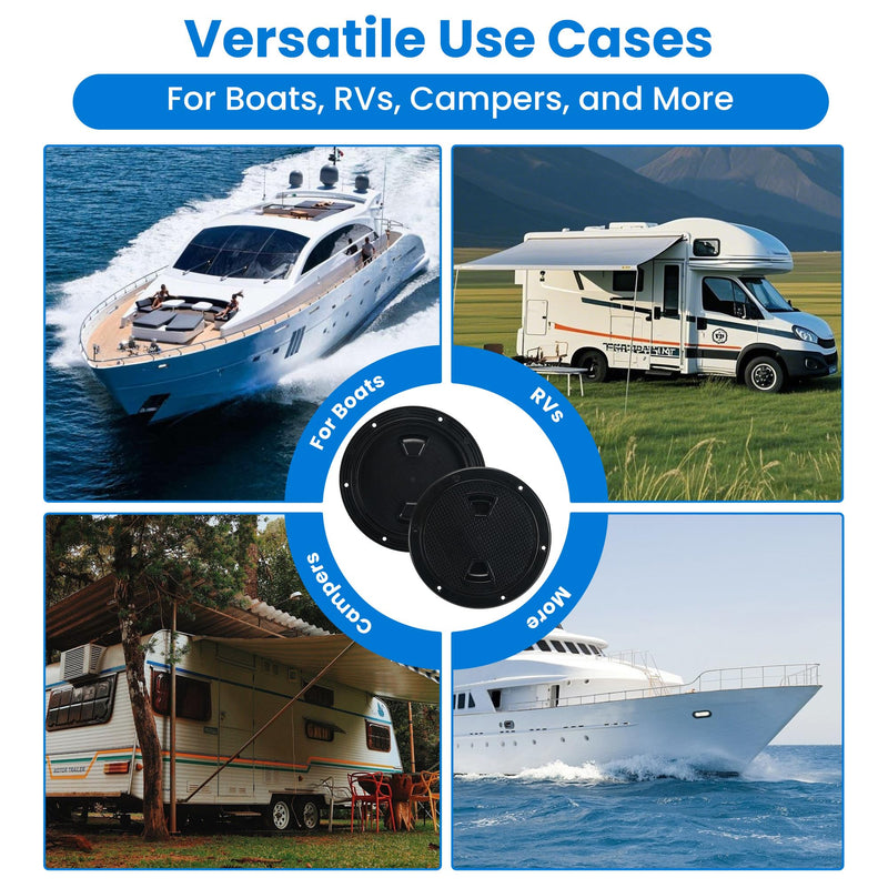 Boat Hatch 4" 6" 8" Round Non-Slip Inspection Hatch with Detachable Cover for Marine Boat Yacht RV & Outdoor Facilities - Premium ABS Material, Waterproof Seal, Easy Installation Black 8 Inch