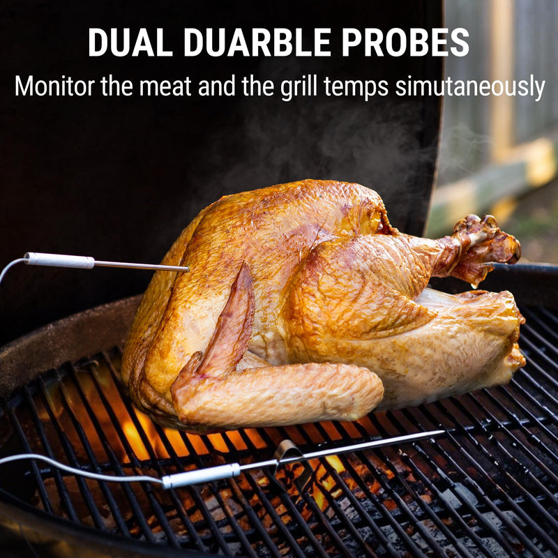 ThermoPro TP20 500FT Wireless Meat Thermometer with Dual Meat Probe, Digital Cooking Food Meat Thermometer Wireless for Smoker BBQ Grill Thermometer Beef Steak Fish Turkey Thermometer Orange