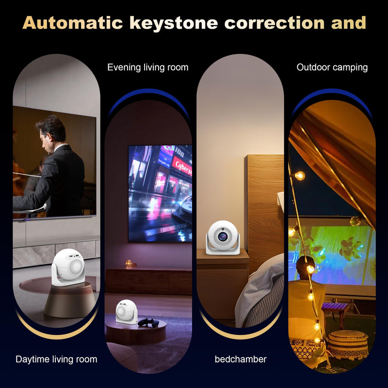 JY360 Video Projector - 200 ANSI,1080P, WiFi & Bluetooth! This Mini Portable Projector with Android 13 Features Auto Keystone, Autofocus & 180° Rotation