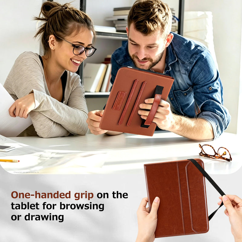 CACOE 360 Rotating Case for iPad 11th/10th Gen(2025/2022, 10.9") | Protective Cover with Pencil Holder, Auto Sleep Wake, PU Leather Folio Stand Protective Cover for iPad A16 Case, Brown
