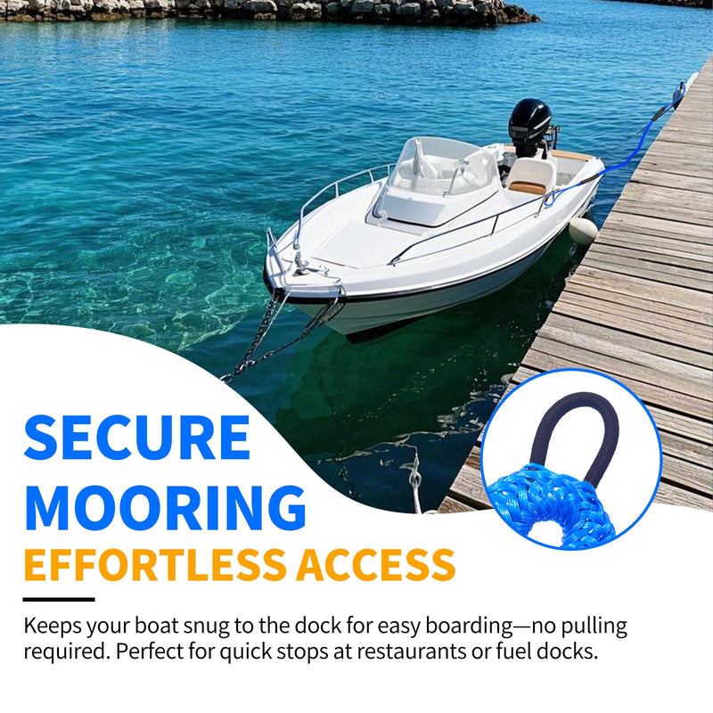 Bungee Dock Lines for Boats with Loops, Boat Tie Downs for Docking, Adjustable Boat Mooring Rope for Pontoon, Jon Boat & PWC (2, Blue, 4 FT) 2