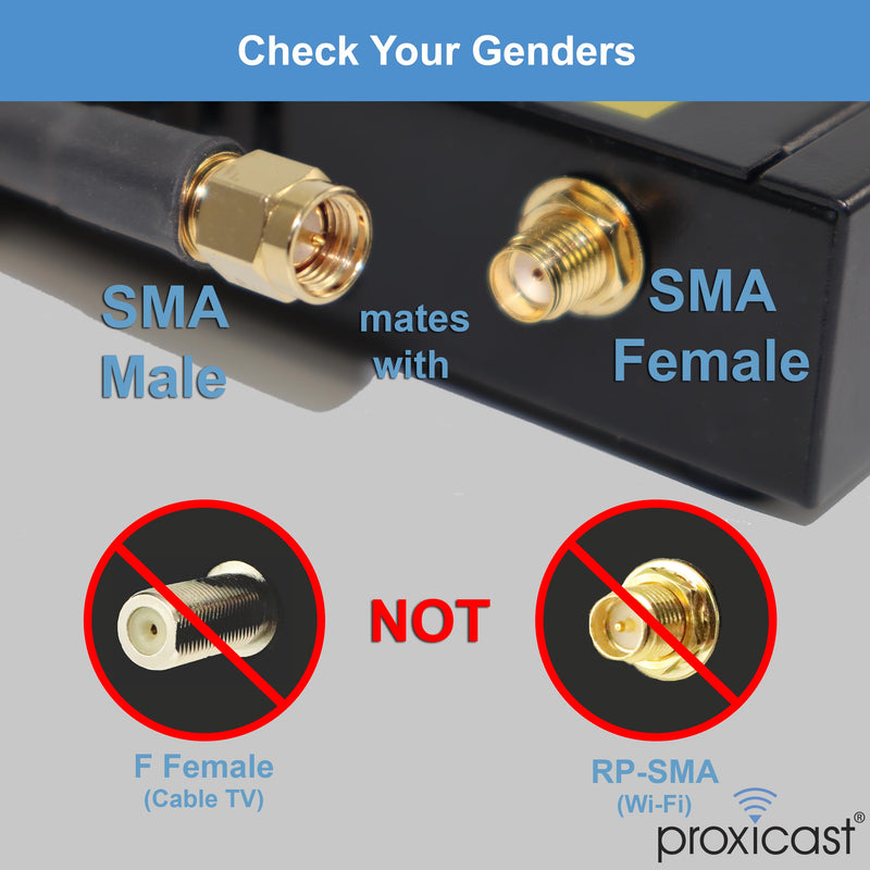 Proxicast 6 ft SMA Male to SMA Female Premium 195 Series Low-Loss Coax Cable (50 Ohm) - Antenna Lead Extender for 4G LTE, 5G Modems/Routers, Ham, ADS-B, & GPS (Not for TV or WiFi) (ANT-140-001-06) CFD195