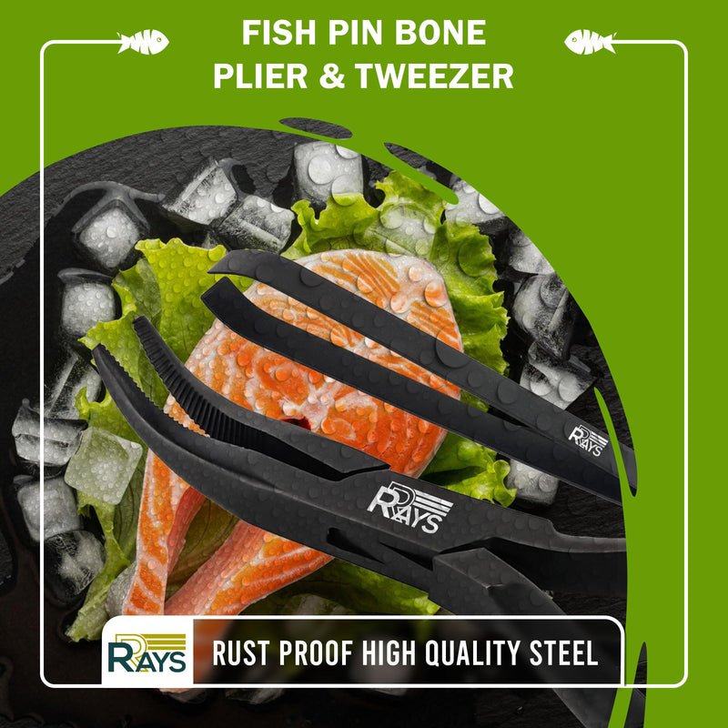 Fish Bone Pliers/Tweezers – Ergonomic Non-Slip Grip, Food-Grade Stainless Steel Deboner | Pin Bone Remover for Salmon, Trout & All Fish Fish Bone Pliers/Tweezers Set