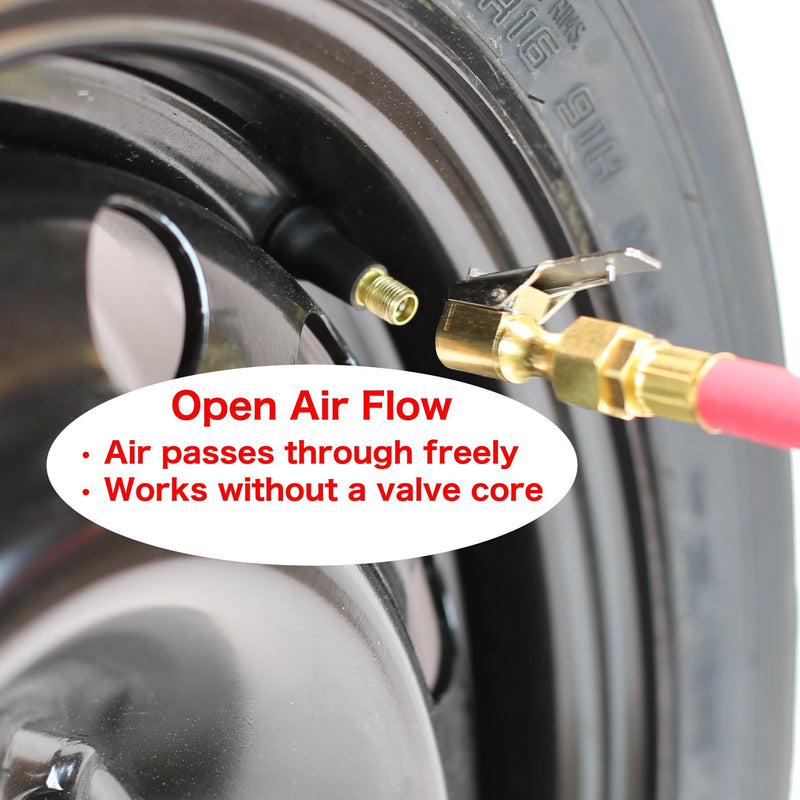 EPAuto 2 Pack Open Flow Straight Lock-On Air Chuck with Clip for Tire Inflator Open - 2PK
