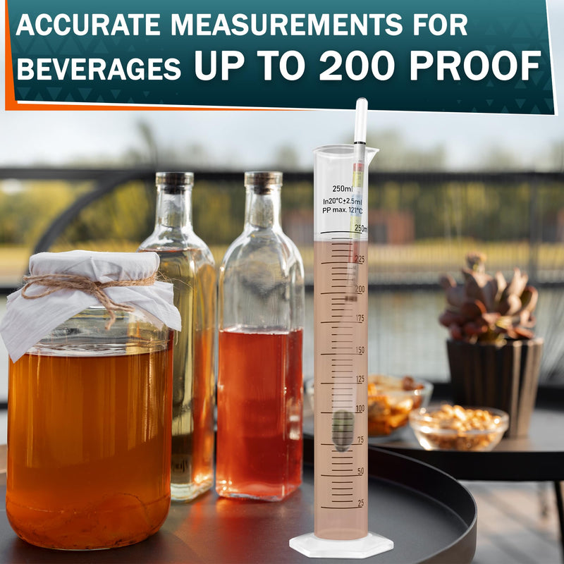 Triple-Scale Hydrometer Kit with Plastic Test Jar for Wine, Beer, Mead and Kombucha - Alcohol Tester, Hydrometer Alcohol, ABV, Brix & Gravity Tester - Brewing Supplies, Valentine Day Gift for Brewers