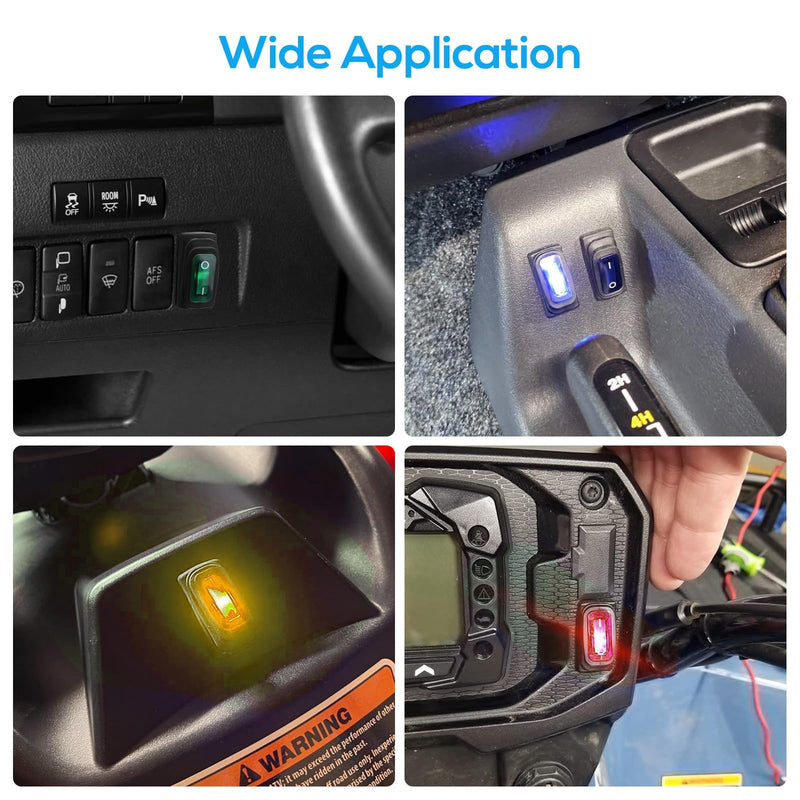 Linkstyle 8Pcs 12V Rocker Switch, 20A SPST 3 Pin ON/Off Waterproof Toggle Switch with LED for Car ATV RV Boat Truck (4 Colors)