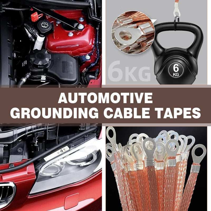 5 PCS Braided Grounding Strap, 10/12 Inch Car Heavy Duty Engine Copper Ground Strap, Engine Ground Kit, Suitable for Most Vehicle Models (Gold)