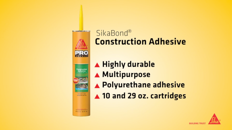 SikaBond Construction Adhesive, Gray, Advanced Polyurethane for Outdoor. Water immersible & Waterproof, 10 fl.oz 10.1 Fl Oz (Pack of 1)