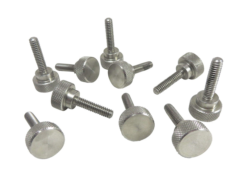 10 Pack 8-32 x 3/4 Inch Threads 303 Stainless Steel Diamond Knurled Thumb Screws Knobs with Straight Shoulders Right-Hand Threads SAE Flat Tip Uncoated