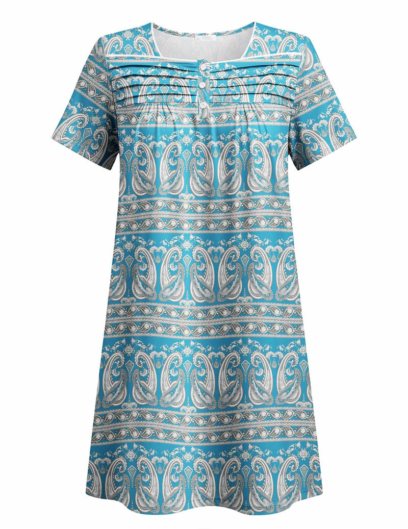 Deyeek Post Shoulder Surgery Dress Women Side Full Tear Away After Rotator Cuff Chemo Dialysis Port Adaptive Clothing Blue Print X-Large