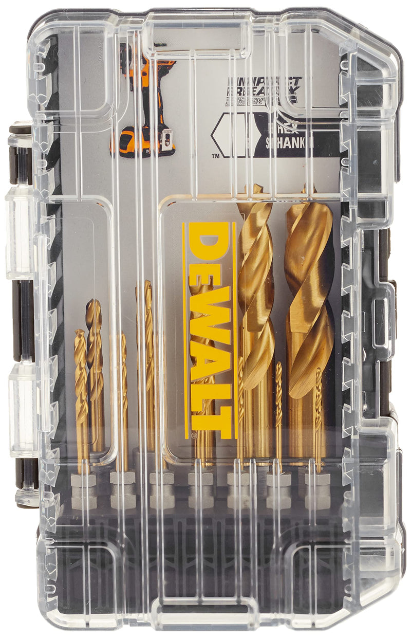 DEWALT Drill Bit Set, Titanium Impact Ready, Ideal for Metal, Wood, and Plastic, 12 Piece (DD5152) One Size 12 Piece Drill Bit Set