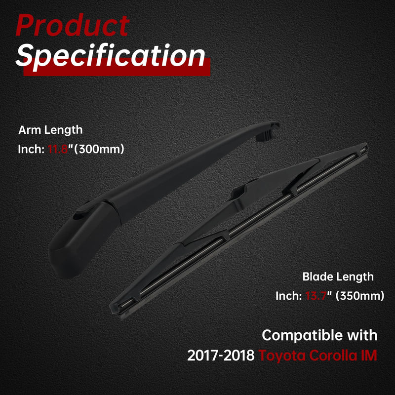 OTUAYAUTO Rear Windshield Wiper Arm Blade Set - Replacement for Mazda CX-5 CX5 2013-2023 - Factory Style Back Wiper Cover Accessories Assembly for Rear Window Rear Wiper Arm and Blade Replacement for Mazda CX5 2013-2023