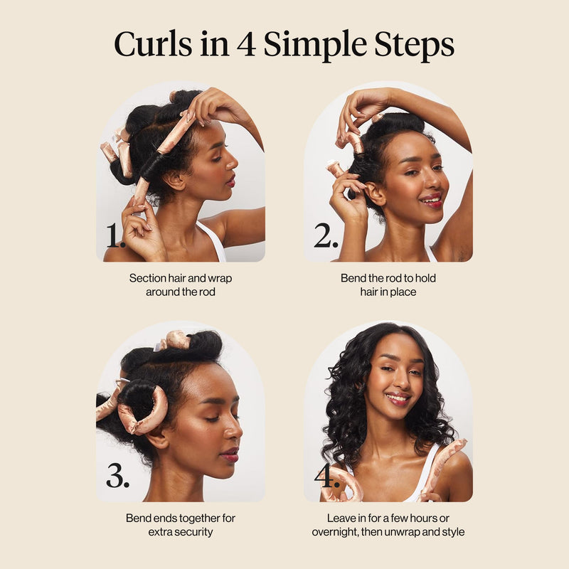 Disney x Kitsch Heatless Flexi Rods - 6 pcs Satin No Heat Hair Curlers for Blowout Curls and Short Hair | Flexi Rod for Heatless Curl Overnight for Women, Comfortable Hair Curlers to Sleep In for Frizz-Free, No Heat Damage Styling 1 count (Pack of 6)