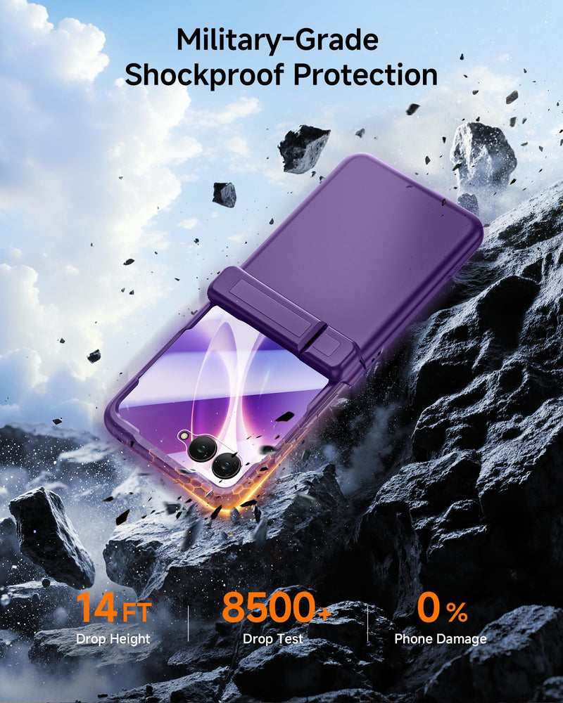 Kaiiecal Magnetic for Motorola Razr 2026/2025/2024 Case with Screen Protector [Fit for Magsafe] [Hidden Kickstand] [Hinge Protection] Durable Silicone Matte Protective Cover for Razr 70/60/50, Purple Phantom Purple