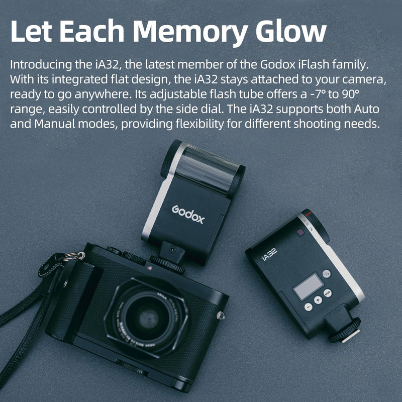 Godox IA32 Mini Flash for Photography, 8 Power Levels, Portable Lightweight Design