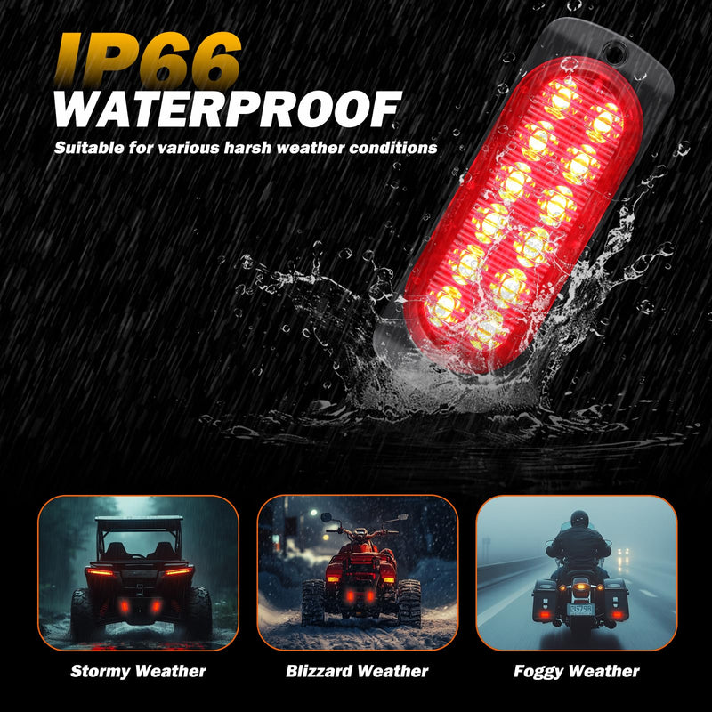 AT-HAIHAN Pack of 2 Aluminum Housing Red LED Trailer Stop Brake Turn Tail Lights, DOT Compliant Waterproof Surface Mount Lighting for Truck Tractor Jeep RV 4.4 INCH