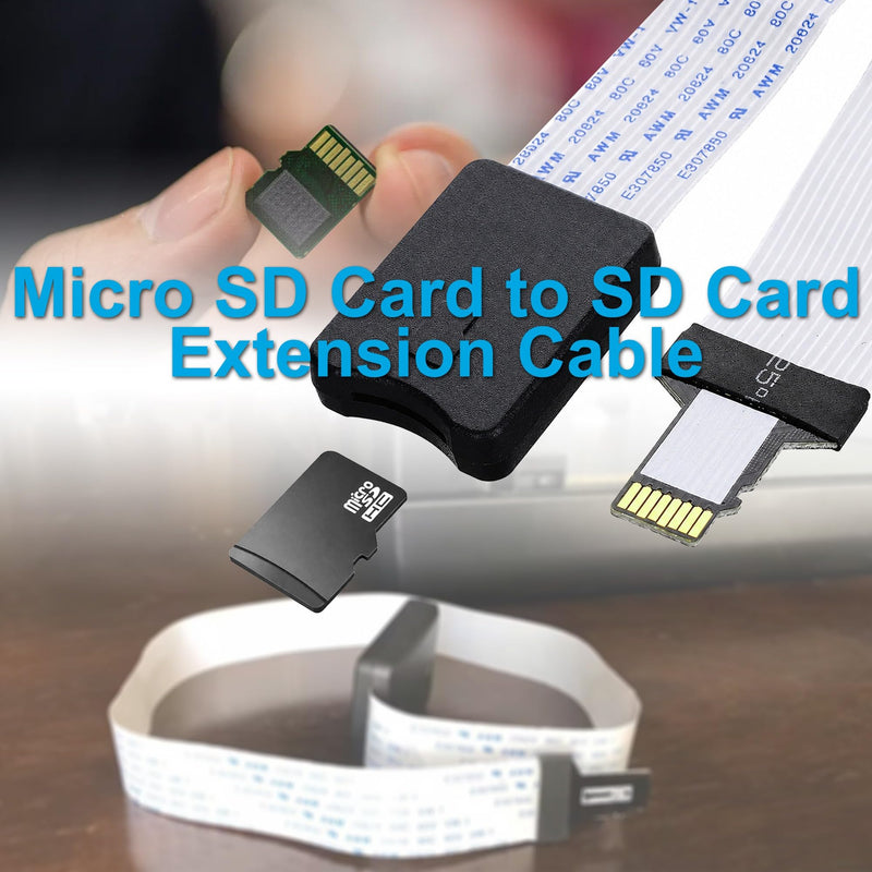 HQRP 2-Pack Micro SD to SD Card Male to Female Extension Cable Adapter - Flexible TF Card Extender for 3D Printer, Car GPS, DVR, Raspberry Pi, Ender 3 V2, CR-10