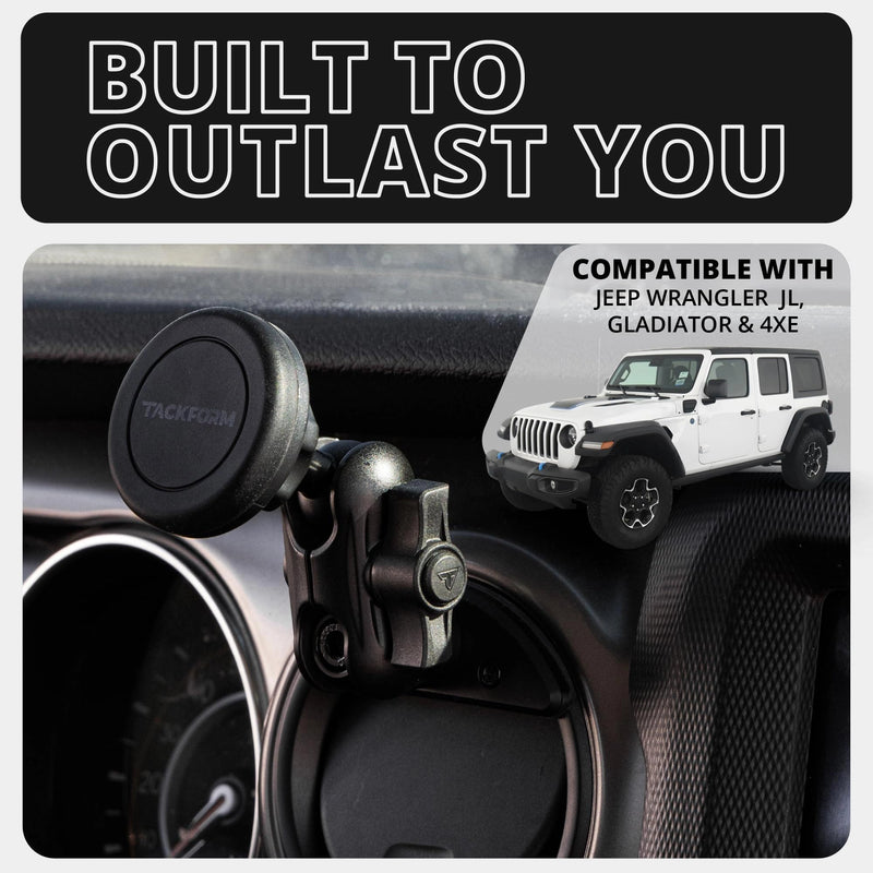 Tackform Link Vent Phone Mount Compatible with 2018 – 2023 Jeep JL, Gladiator, 4XE | Aluminum | Zero Slip, Anti-Scratch | Universal Magnetic Phone Holder | 2" Arm | Black | (NOT MAGSAFE Compatible) Small Standard Magnet