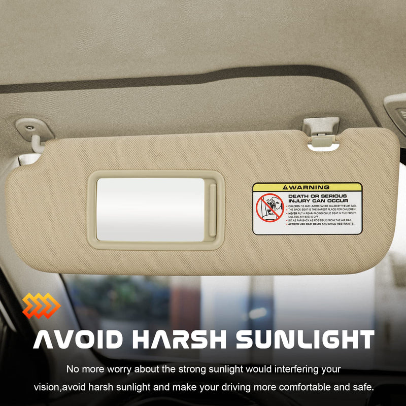 Beige Driver Left Side Sun Visor Replacement Compatible with 2011 2012 2013 2014 2015 Hyundai Elantra Replace 852103X000TX Beige