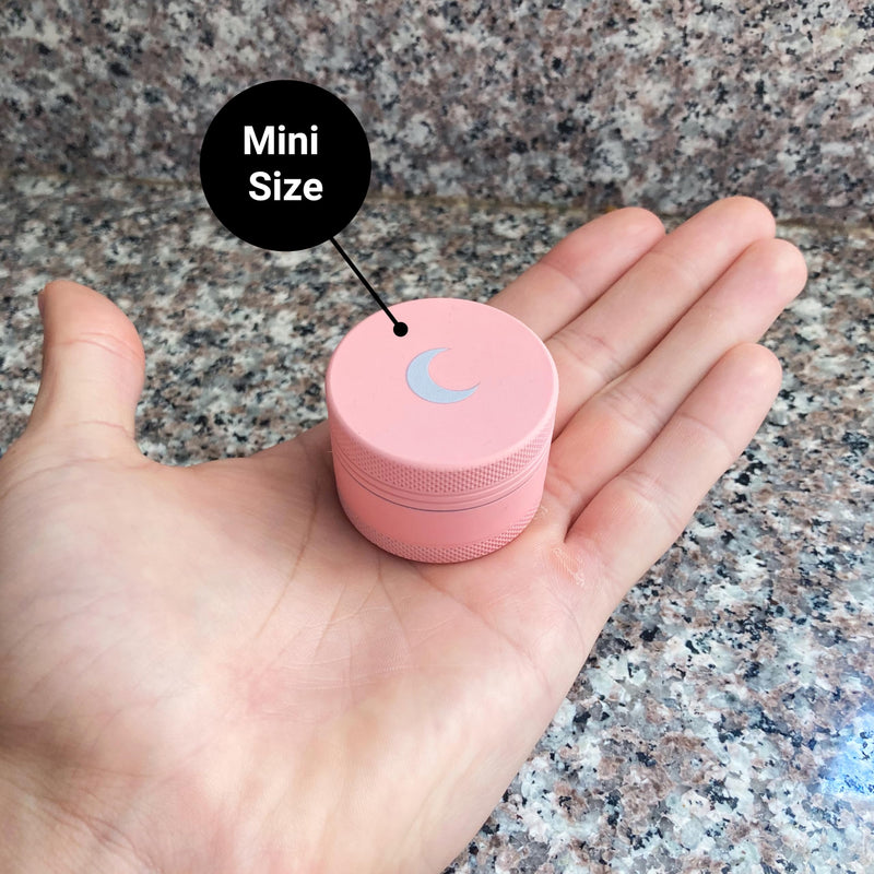 Brando Moon 1.5 inch Pink with White Moon Kitchen Crusher - 3 Piece Small Metal Manual Crusher (Upgraded Version)