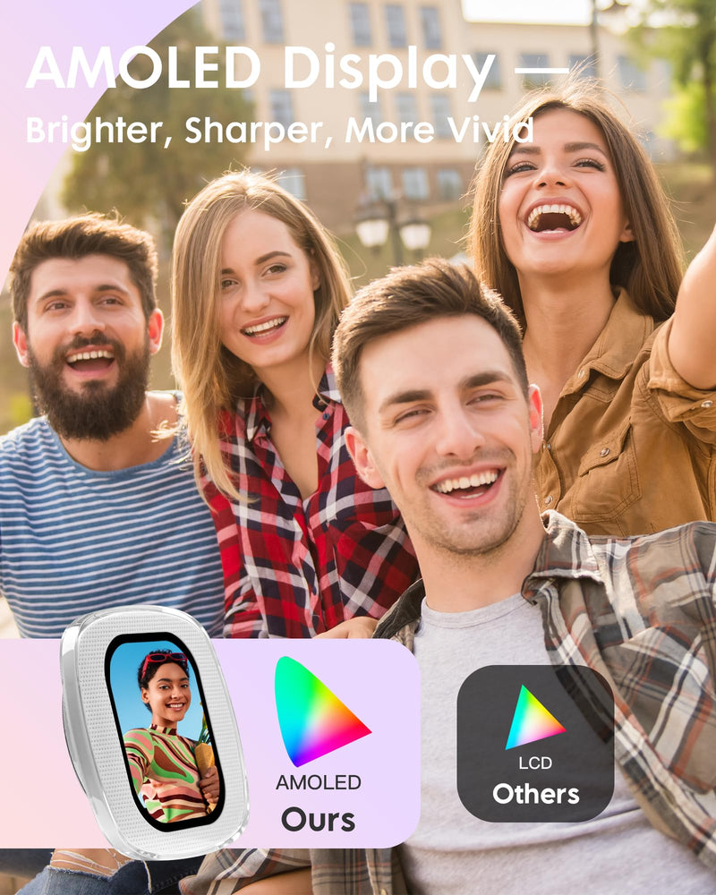 Yatao Mini Selfie Monitor Screen for iPhone, Plug & Play with Mirror | Magnetic Back Camera Monitor for TikTok & YouTube, Snap Selfie Vlog Photo & Video Kit, Battery-Free, White