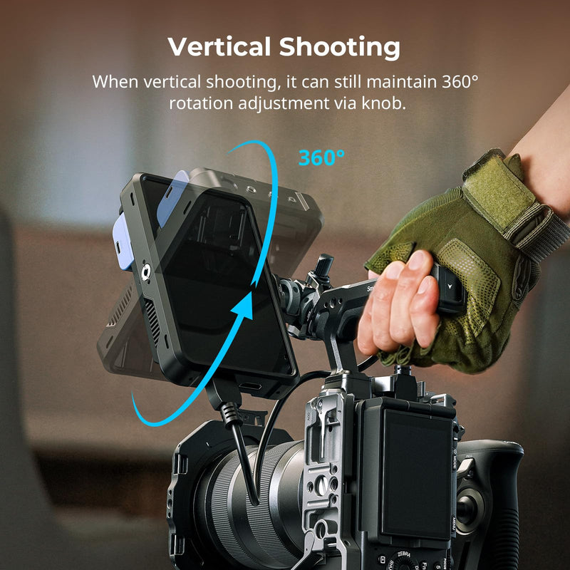 SMALLRIG Adjustable Camera Monitor Mount with 3/8"-16 Locating Screw for ARRI, 360° Swivel and 180° Tilt, Anti-Twist 1/4" Locating Screw, Horizontal & Vertical Shooting 3/8"-16 Screw for ARR