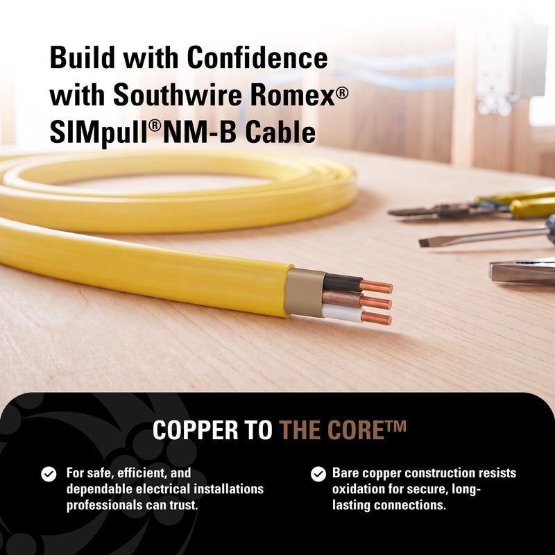 Southwire Romex SIMpull™ 25 ft. 12/2 Solid CU NM-B W/G Wire, 28828221