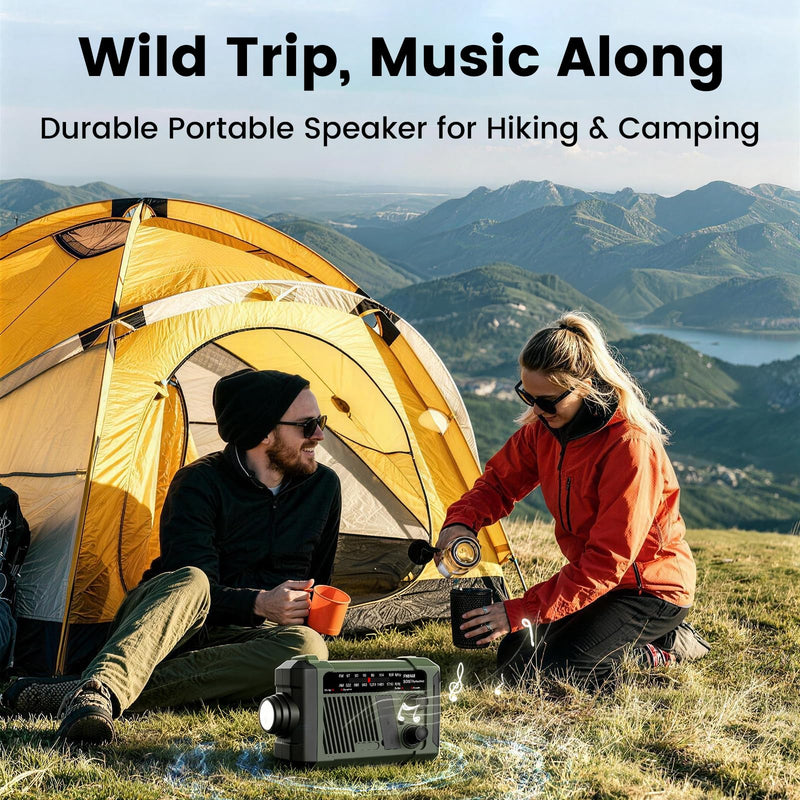 Weather Radios Alerts Portable AM FM, Emergency Outdoor Radio Solar/Hand Crank/USB Charging,Battery Operated,SOS Alarm/Flashlight/LED Radio