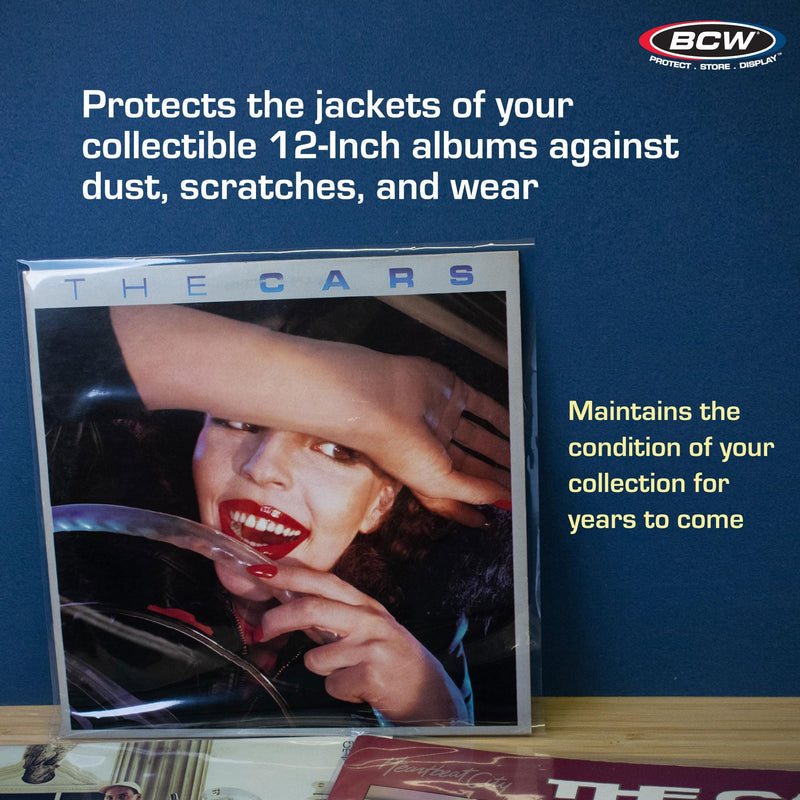 BCW Vinyl Record Sleeves 12 Inch 50 ct | Clear Polypropylene Vinyl Sleeves for 33 1/3 RPM | Archival Quality, Acid-Free | Premium Outer Sleeves for Record Albums | 2 Mil | Ideal for Vinyl Collectors 2 Mil Thickness